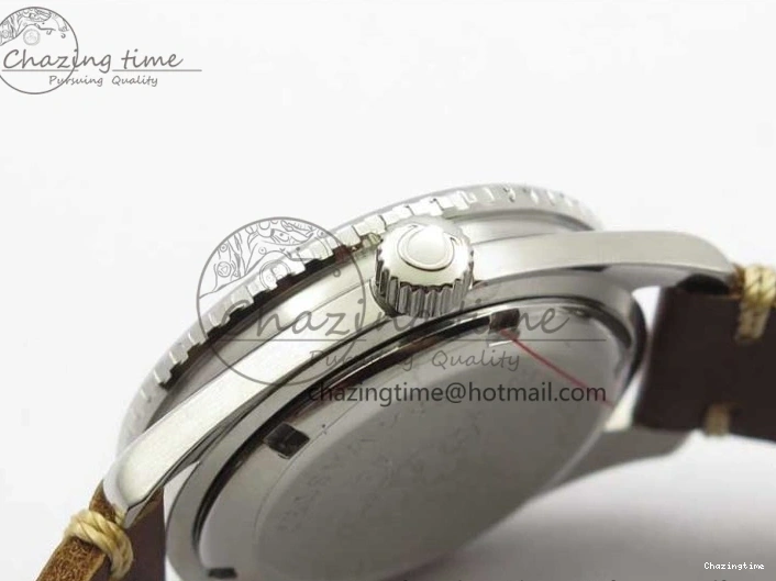 1219 Vintage Seamaster 300 No Date SS B12 Black Dial On Brown Leather Strap A2836 (Free Nylon Strap) Comfortable 7912